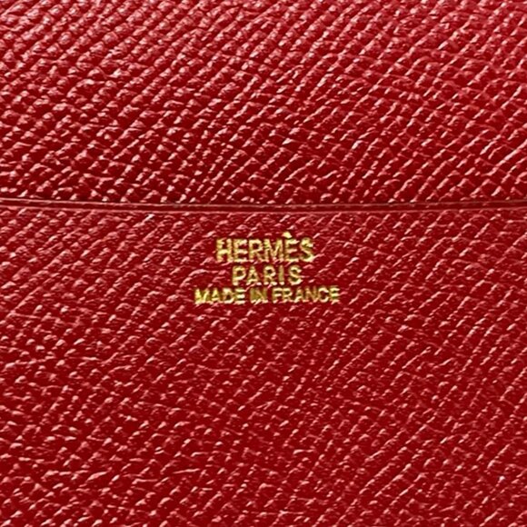 Auth HERMES Globetrotter - Vermillion Veau Graine Couchevel Square A Agenda - Picture 6 of 7